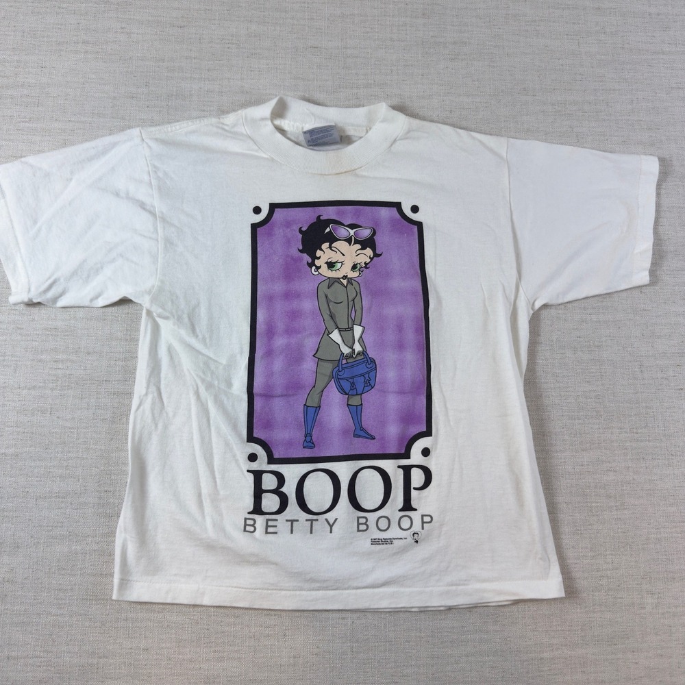 Vintage 1997 Betty Boop Tultex White Graphic T-Shirt Large 14-16 Cartoon 90s